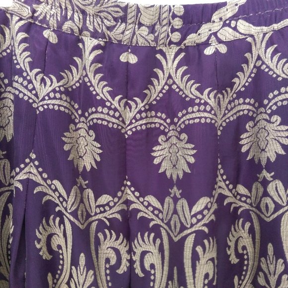 Soft Surroundings Purple Gold Brocade Midi Skirt - Picture 4 of 9